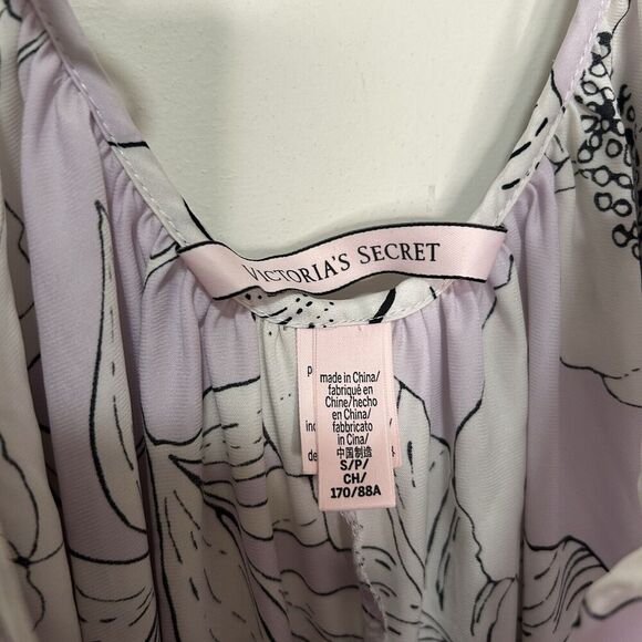 Victoria's Secret Womens Small One Piece Jumpsuit Purple Floral Satin Tie Straps - Picture 4 of 10